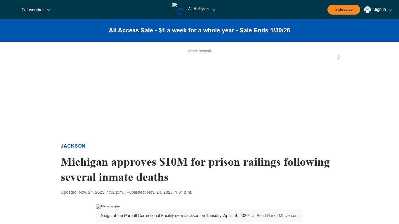 Michigan approves $10M for prison railings following several inmate deaths - mlive.com